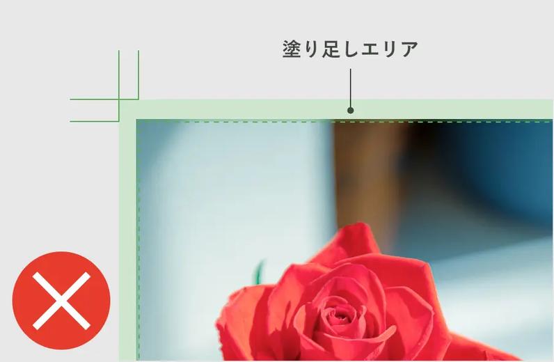 NGの例。塗り足しが埋められておらず不十分。